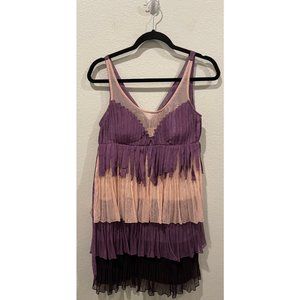 FREELANCE Fringe Purple Cream Mini Dress